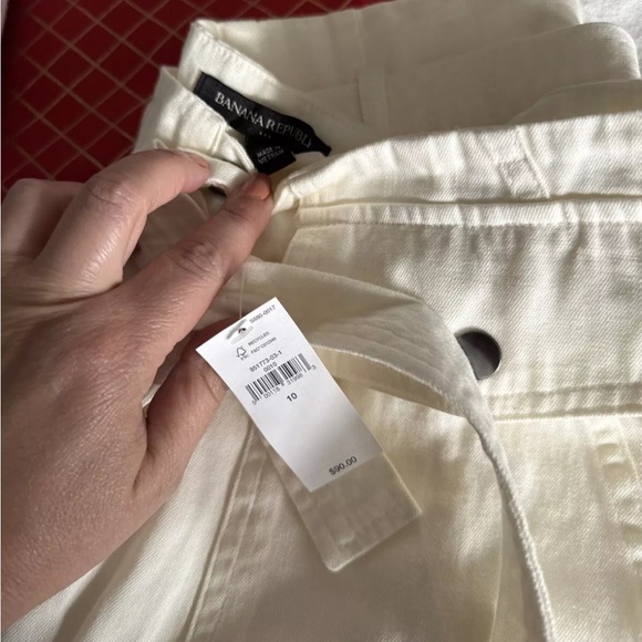 Banana republic UTILITY TIE-WAIST PANT Cream Color size10 - Picture 4 of 4